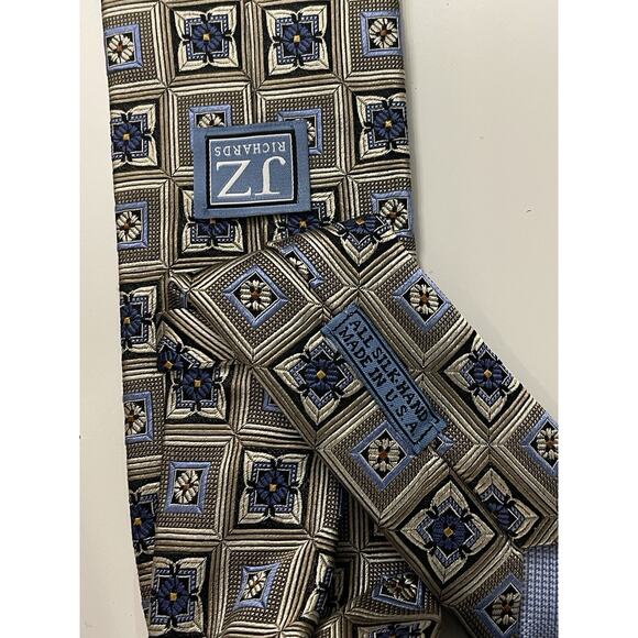 JZ Richards Boulder Geometric Woven 100% Silk Tie Made In USA - Picture 4 of 4